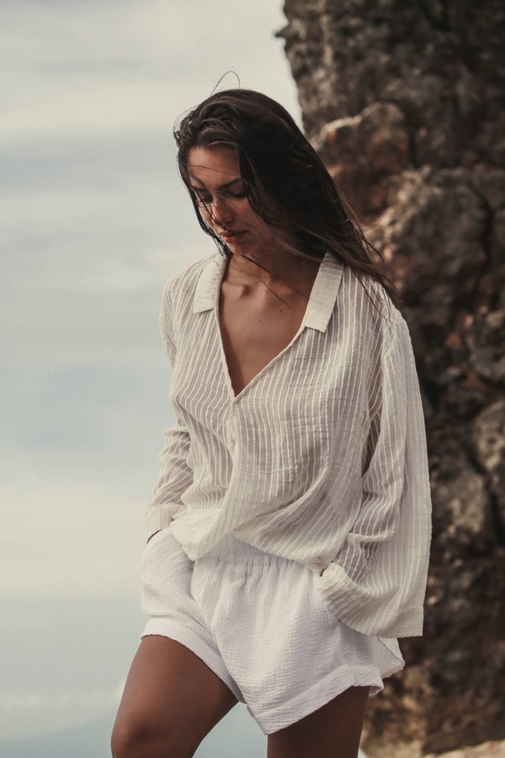 The Handloom-Sade Top White Stripes-Gömlek-1-roqelvaxirum.shop