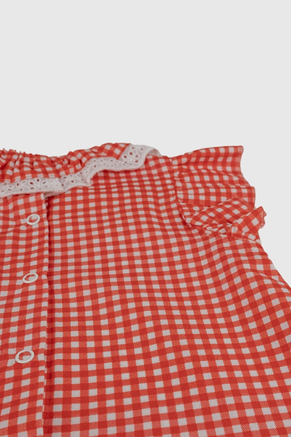 Totzee-Fisto Yaka Üst Mini Ekose Kırmızı & Beyaz-Gömlek-4-roqelvaxirum.shop