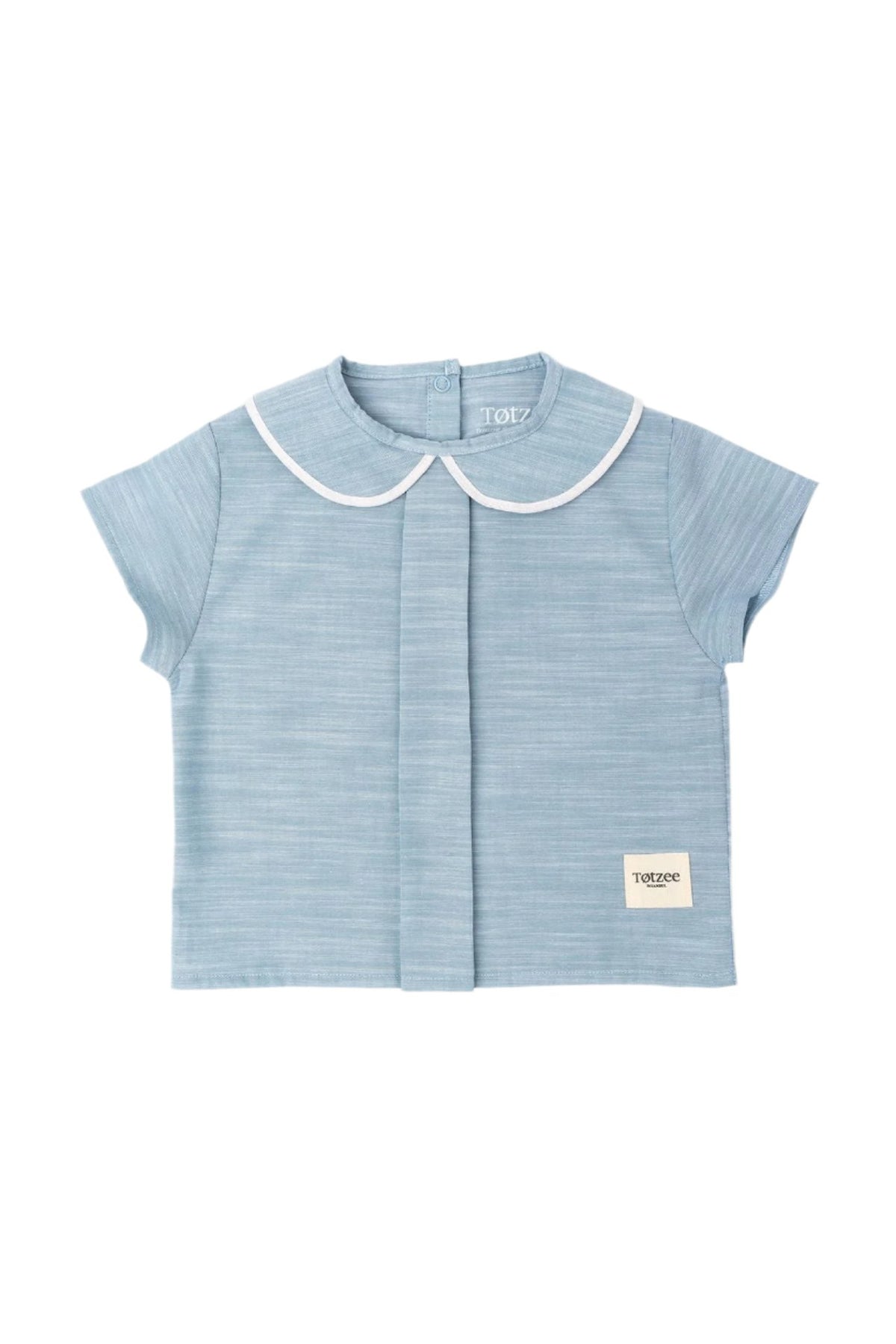 Totzee-Keten Bebe Yaka Pileli Üst Nil Mavisi-T-Shirts-1-roqelvaxirum.shop