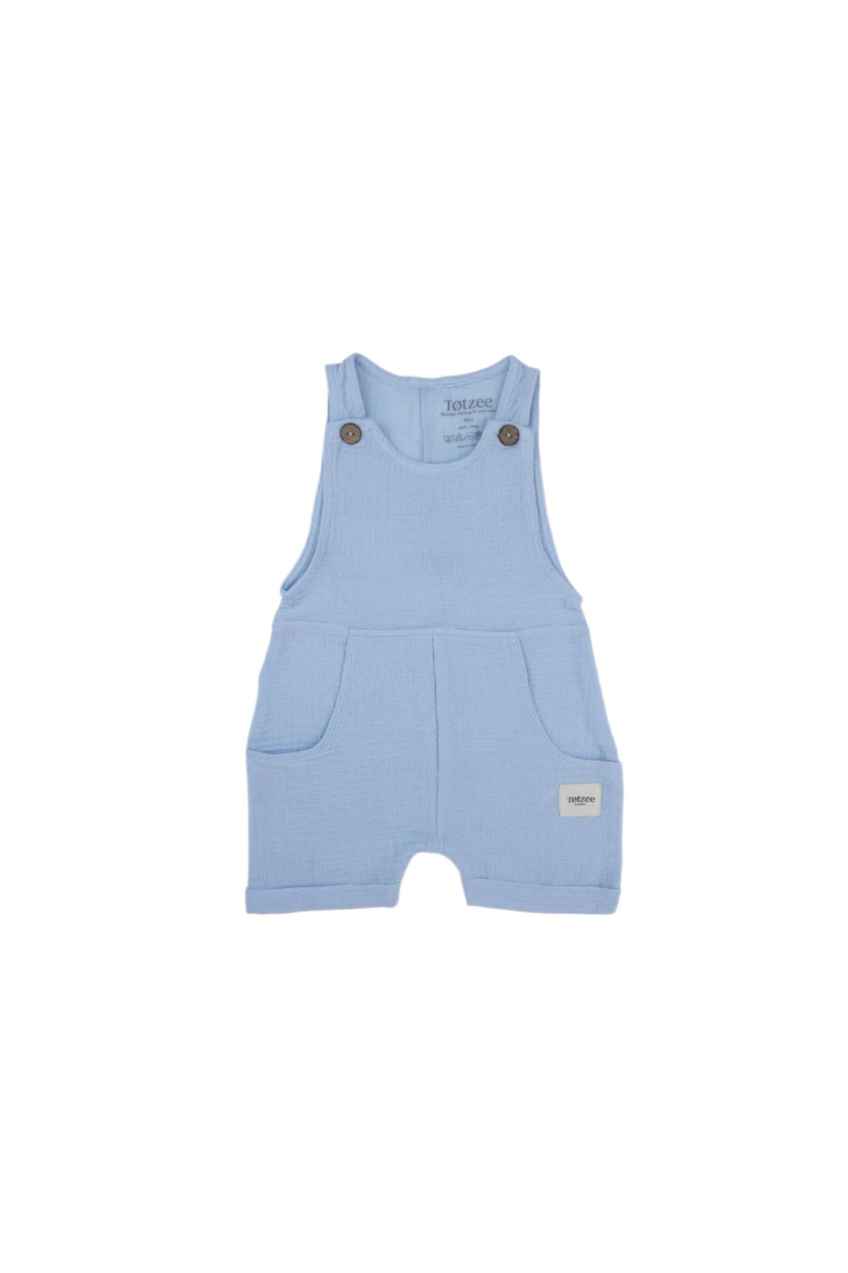 Totzee-Müslin Yandan Cepli Salopet Bebek Mavisi-Salopet-1-roqelvaxirum.shop