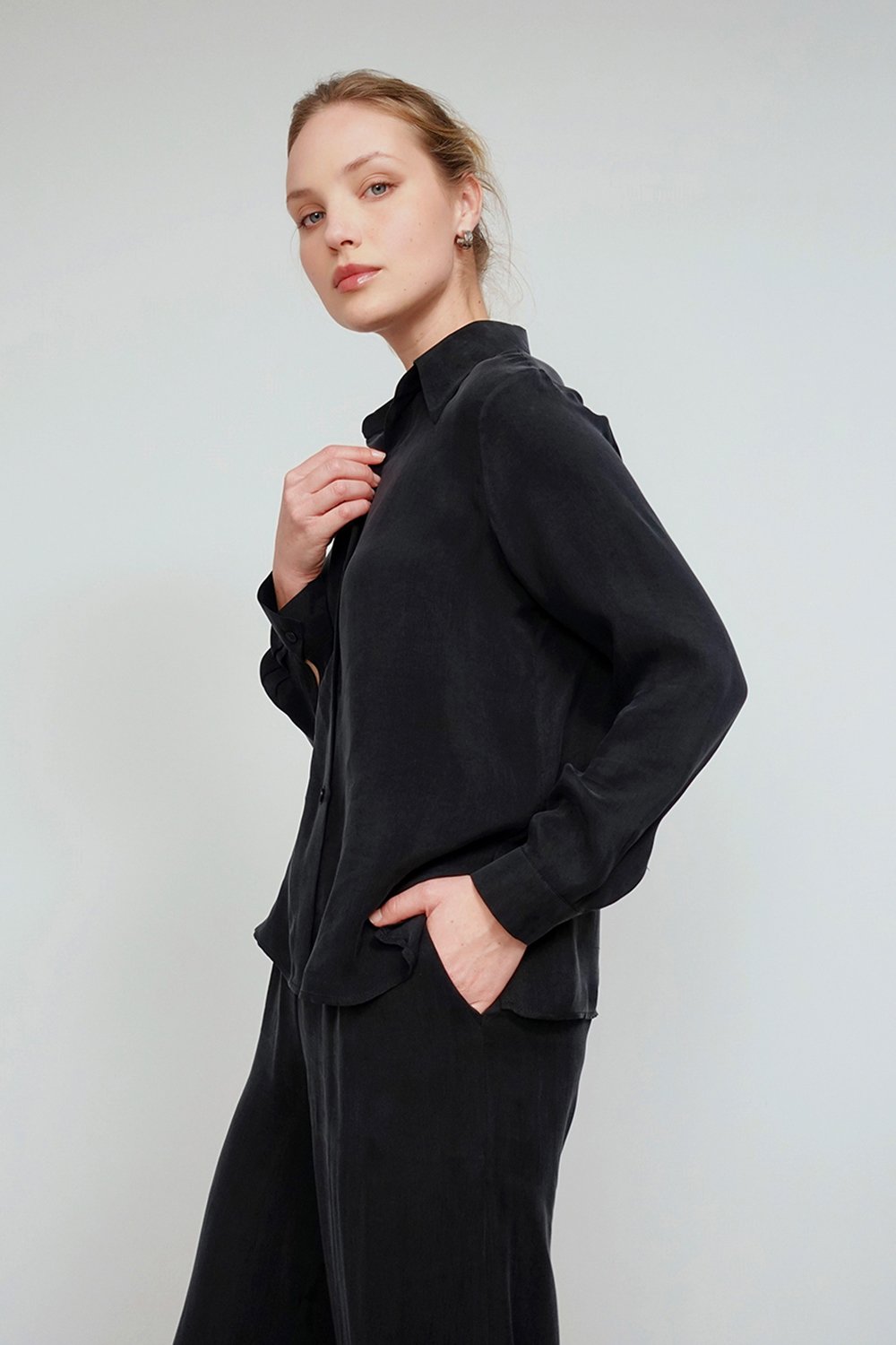 Towdoo-Sun Klasik Gömlek - Siyah-Gömlek-3-roqelvaxirum.shop