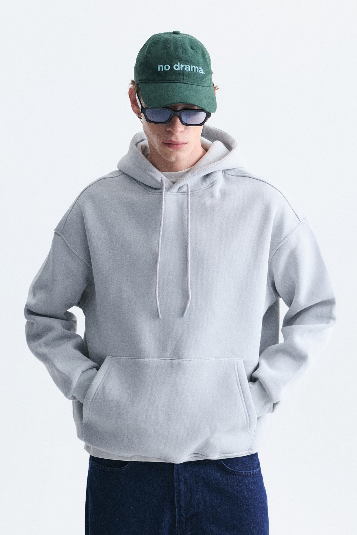Basic Oversize Yıkamalı Hoodie