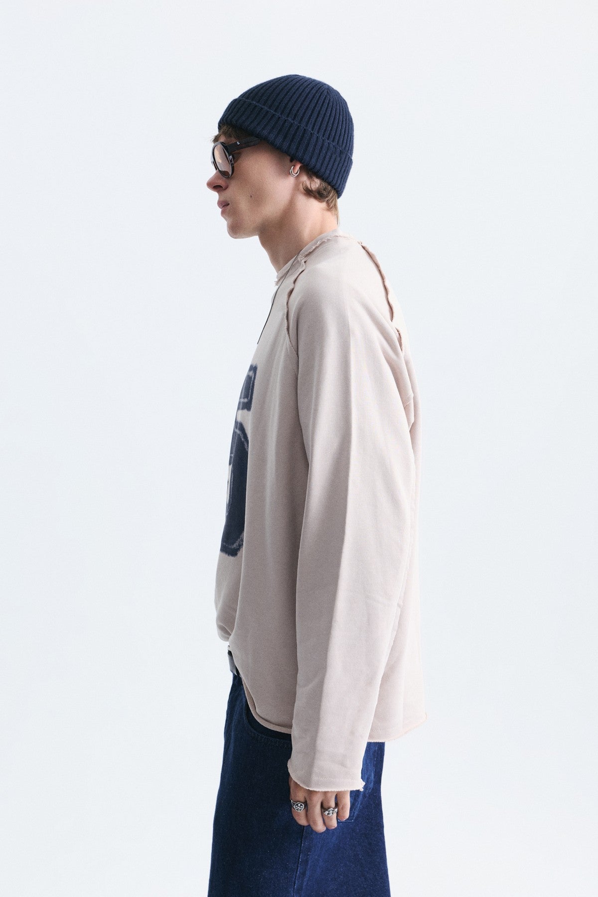 Oversize Rakam Baskılı Sweatshirt