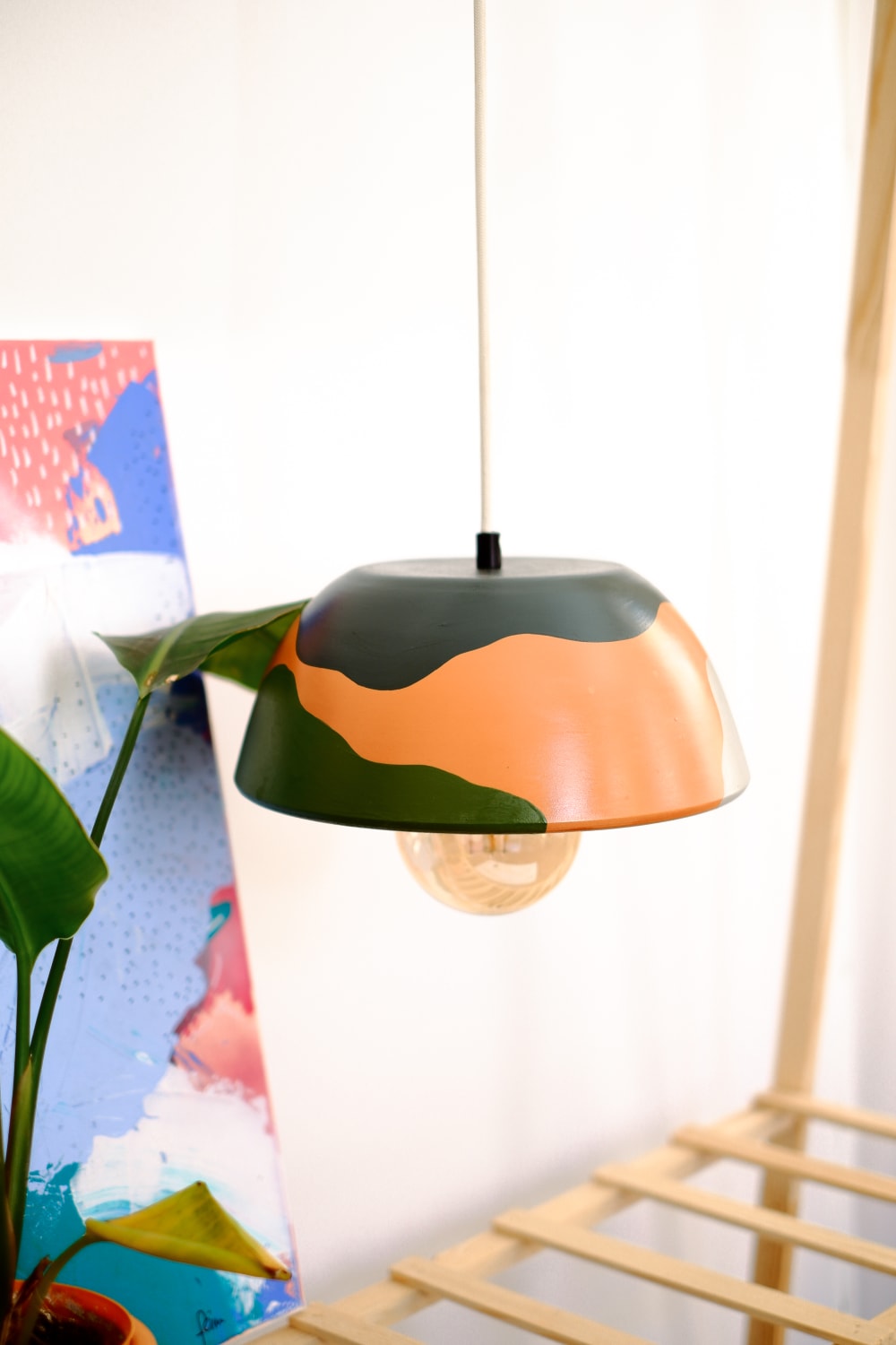 Zef Design-Temnos - Terracotta Yeşil Avize , Beyaz Kablo-Avize-4-roqelvaxirum.shop