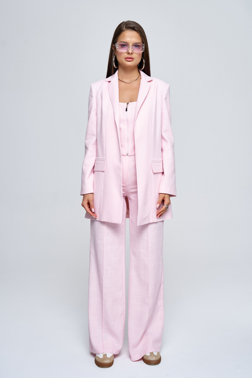 Zeynep Kaya-Kare Yaka Keten Yelek Pembe Büstiyer-Büstiyer-1-roqelvaxirum.shop