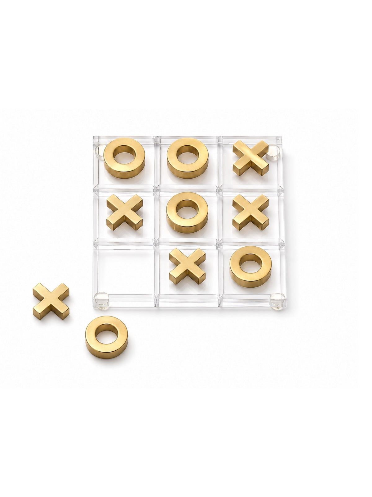 Memonza-Akrilik Pirinç Detaylı Dekoratif Tic Tac Toe Oyun Seti-Satranç-2-roqelvaxirum.shop
