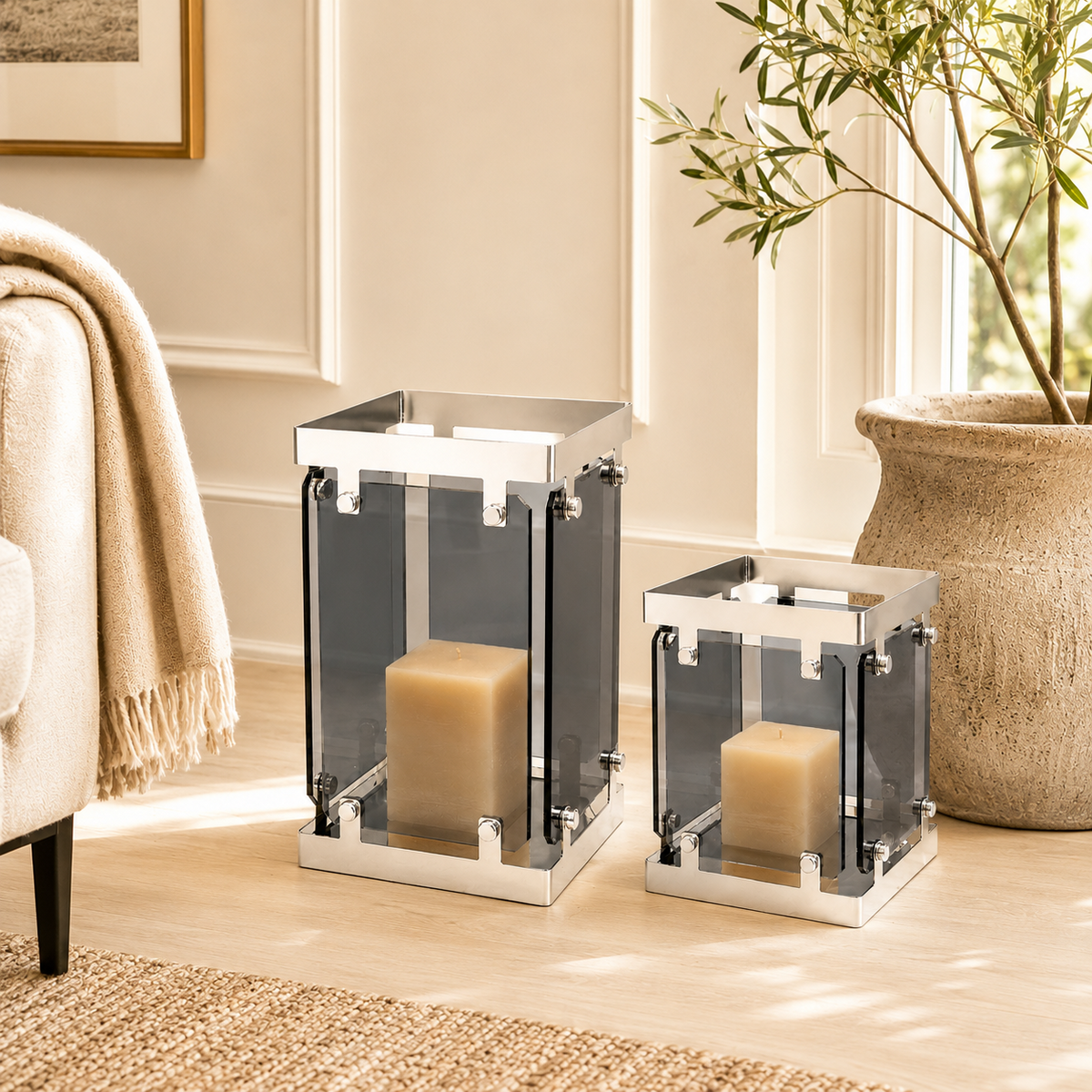 Memonza-Bravia Gümüş Mumluk Takımı-Mumluk & Şamdan-3-roqelvaxirum.shop