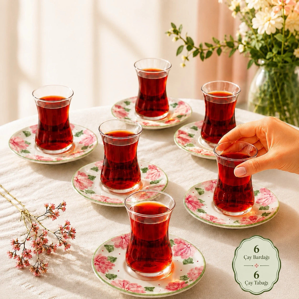 6'Lı Çay Seti Sare