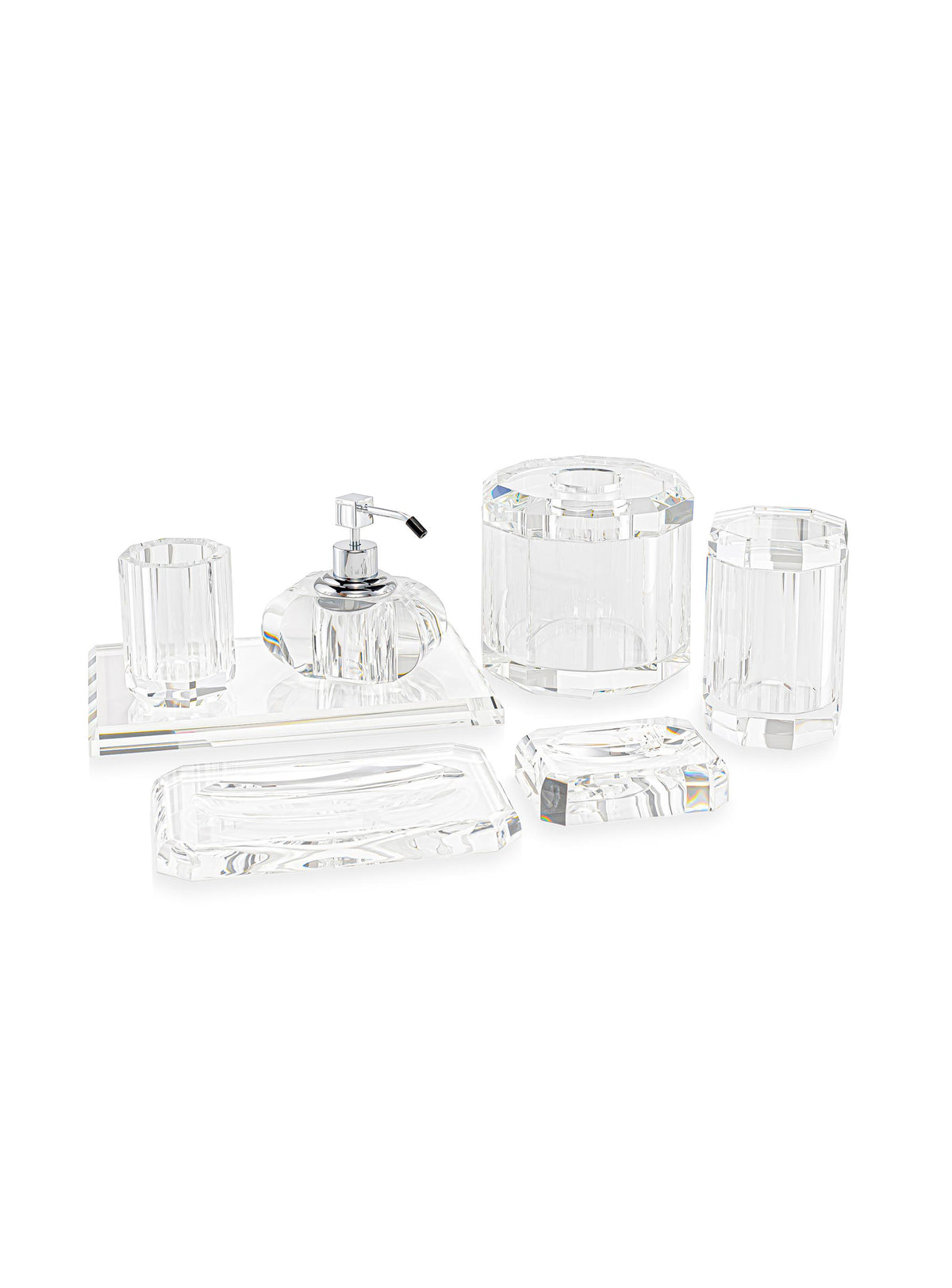 Memonza-Myra Kristal Banyo Complete Set, 7 Parça, Gümüş-Banyo Düzenleyicileri-1-roqelvaxirum.shop