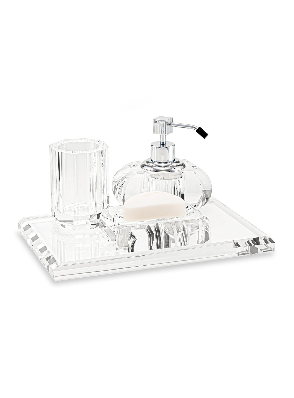 Memonza-Myra Kristal Banyo Core Set, 4 Parça, Gümüş-Banyo Düzenleyicileri-1-roqelvaxirum.shop