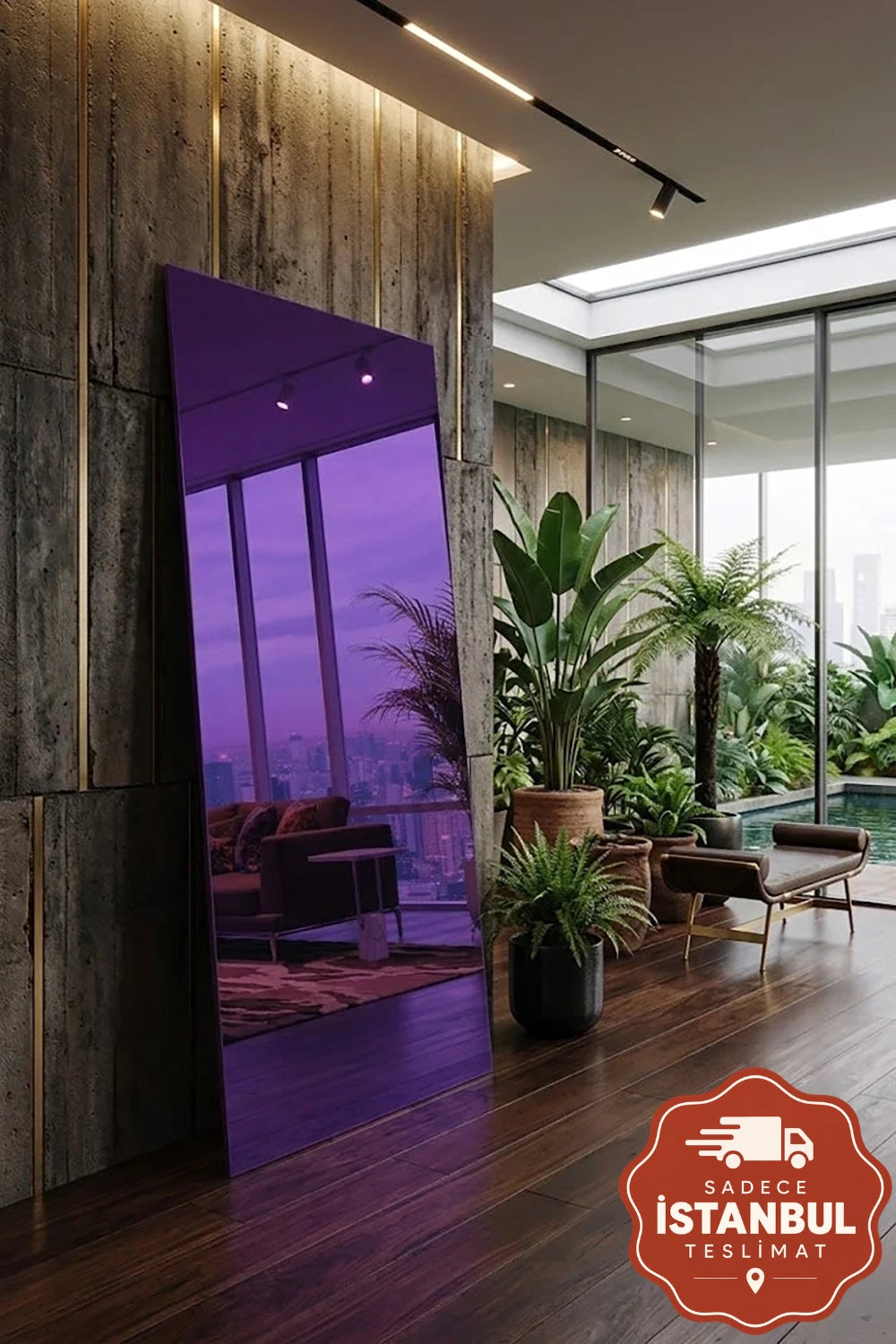 Purple Mor Dekoratif Ayna - 0