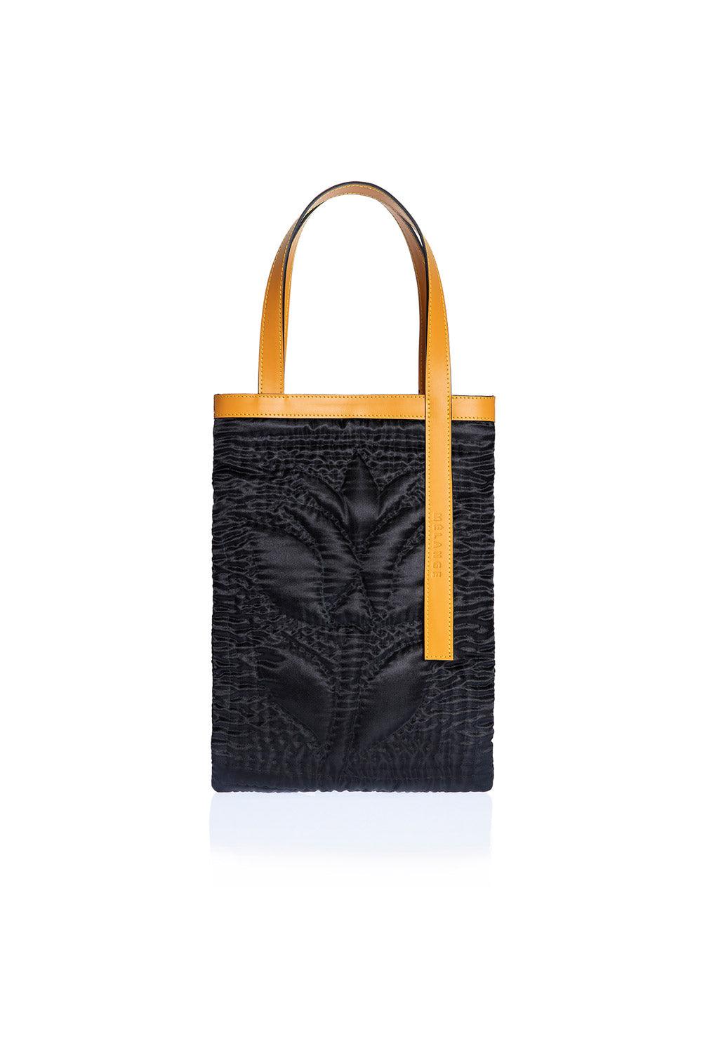 Atelier Melange-Şükran Omuz Çantası İpek Saten Siyah Turuncu-Omuz Çantası-2-roqelvaxirum.shop