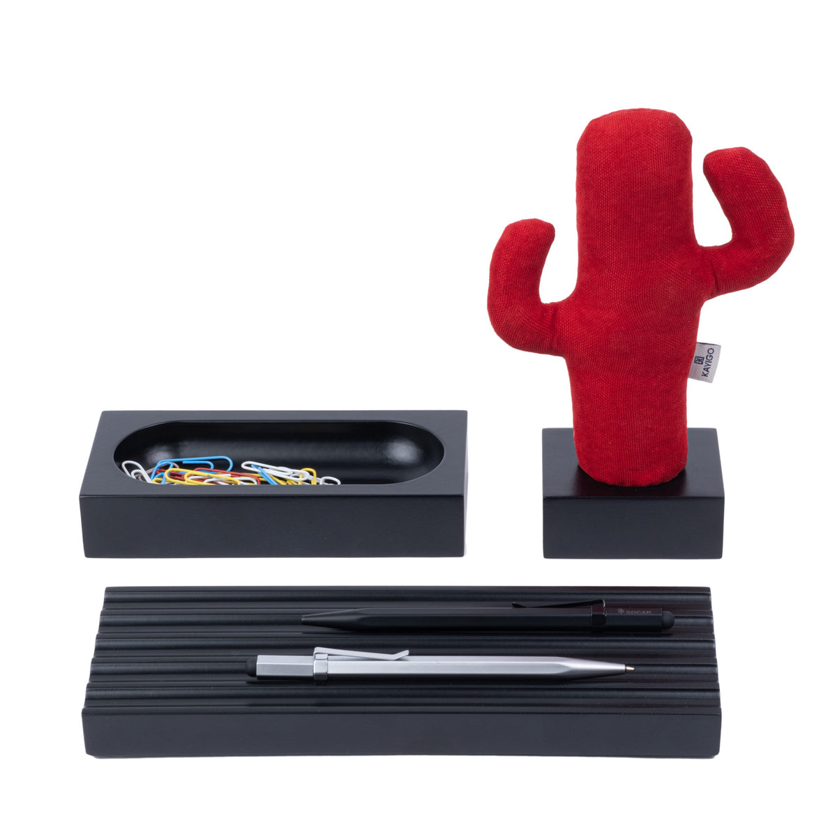 Kayigo-Siyah Woody Kırmızı Cactus üçlü Set-Masaüstü Organizer-1-roqelvaxirum.shop