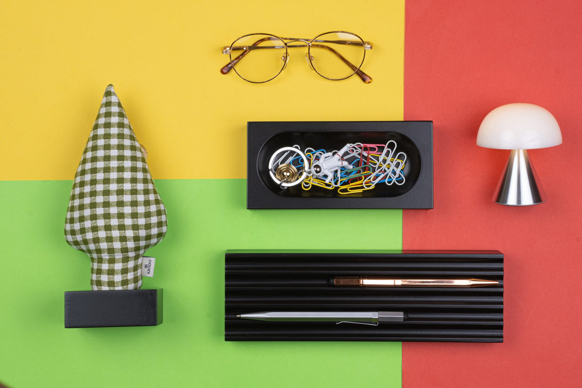 Kayigo-Siyah Woody Yeşil Pöti Kareli Ladin üçlü Set-Masaüstü Organizer-3-roqelvaxirum.shop