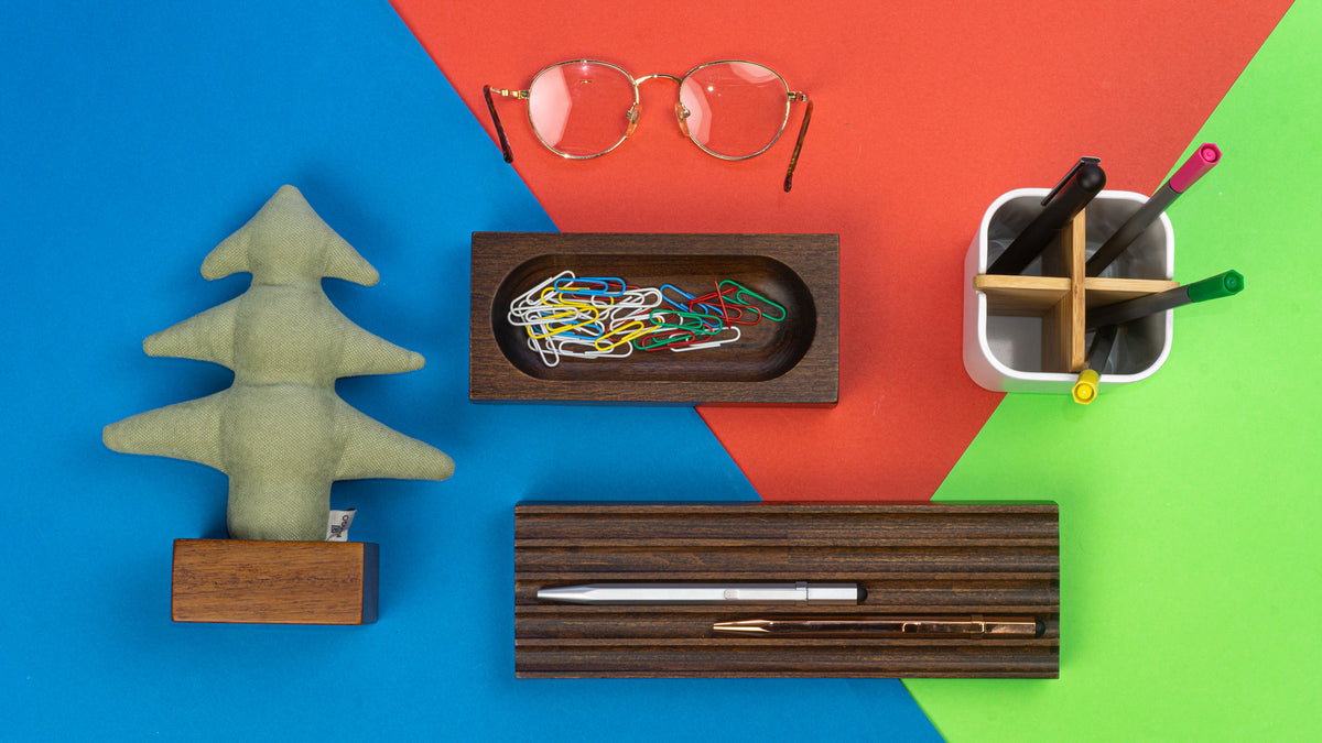 Kayigo-Woody Koyu Ahşap üçlü Ofis Seti Yeşil çam-Masaüstü Organizer-3-roqelvaxirum.shop