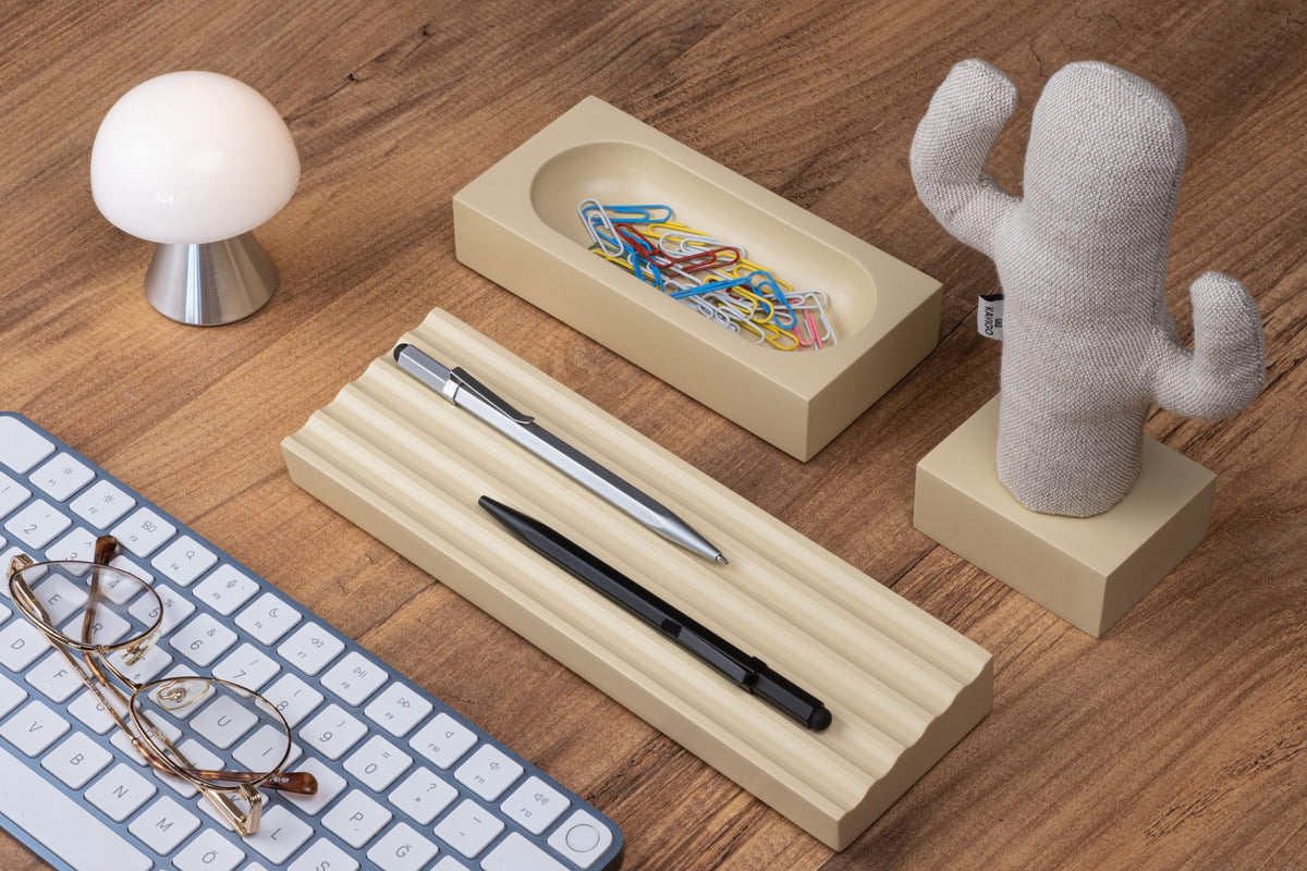 Kayigo-Woody Krem üçlü Ofis Seti Bej Cactus-Masaüstü Organizer-3-roqelvaxirum.shop