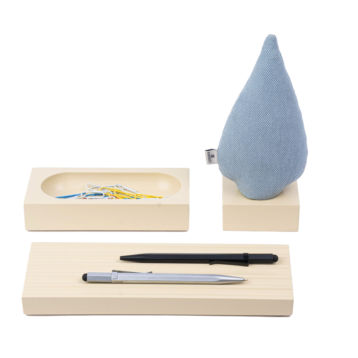 Kayigo-Woody Krem üçlü Ofis Seti Mavi Ladin-Masaüstü Organizer-1-roqelvaxirum.shop