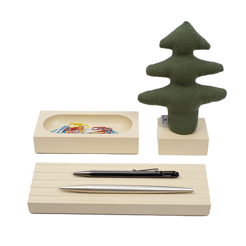 Kayigo-Woody Krem üçlü Ofis Seti Yeşil çam-Masaüstü Organizer-1-roqelvaxirum.shop