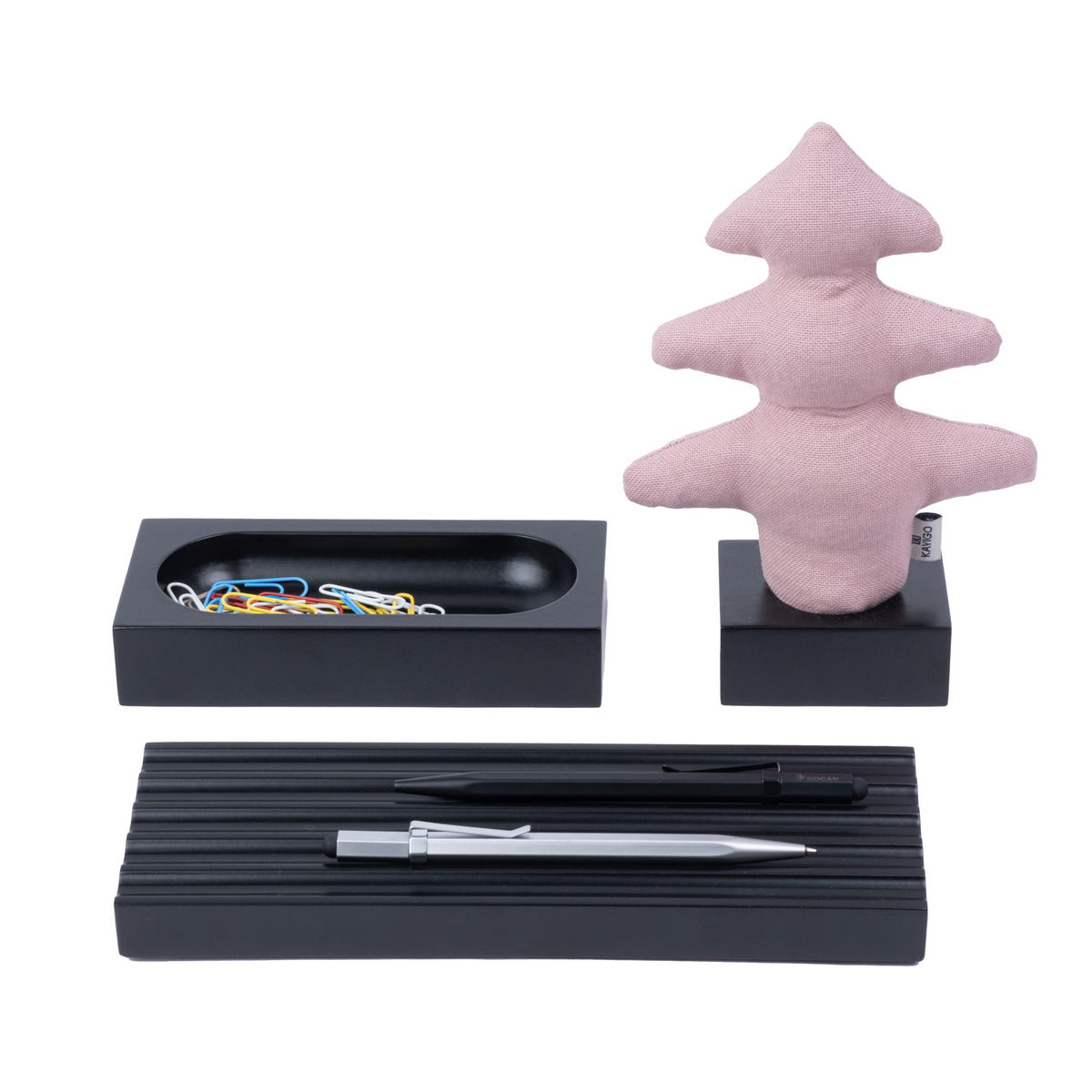 Kayigo-Woody Siyah üçlü Ofis Seti Pembe çam-Masaüstü Organizer-1-roqelvaxirum.shop