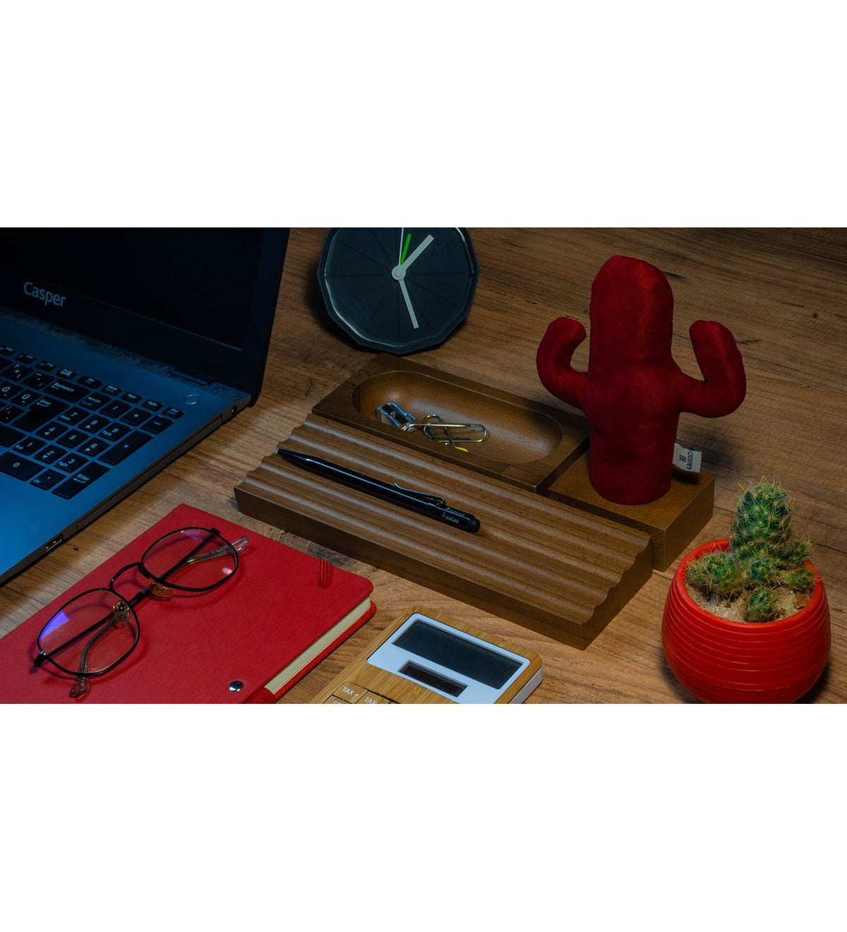 Kayigo-Woody üçlü Ofis Seti Açık Kahverengi Kırmızı Kaktüs-Masaüstü Organizer-4-roqelvaxirum.shop