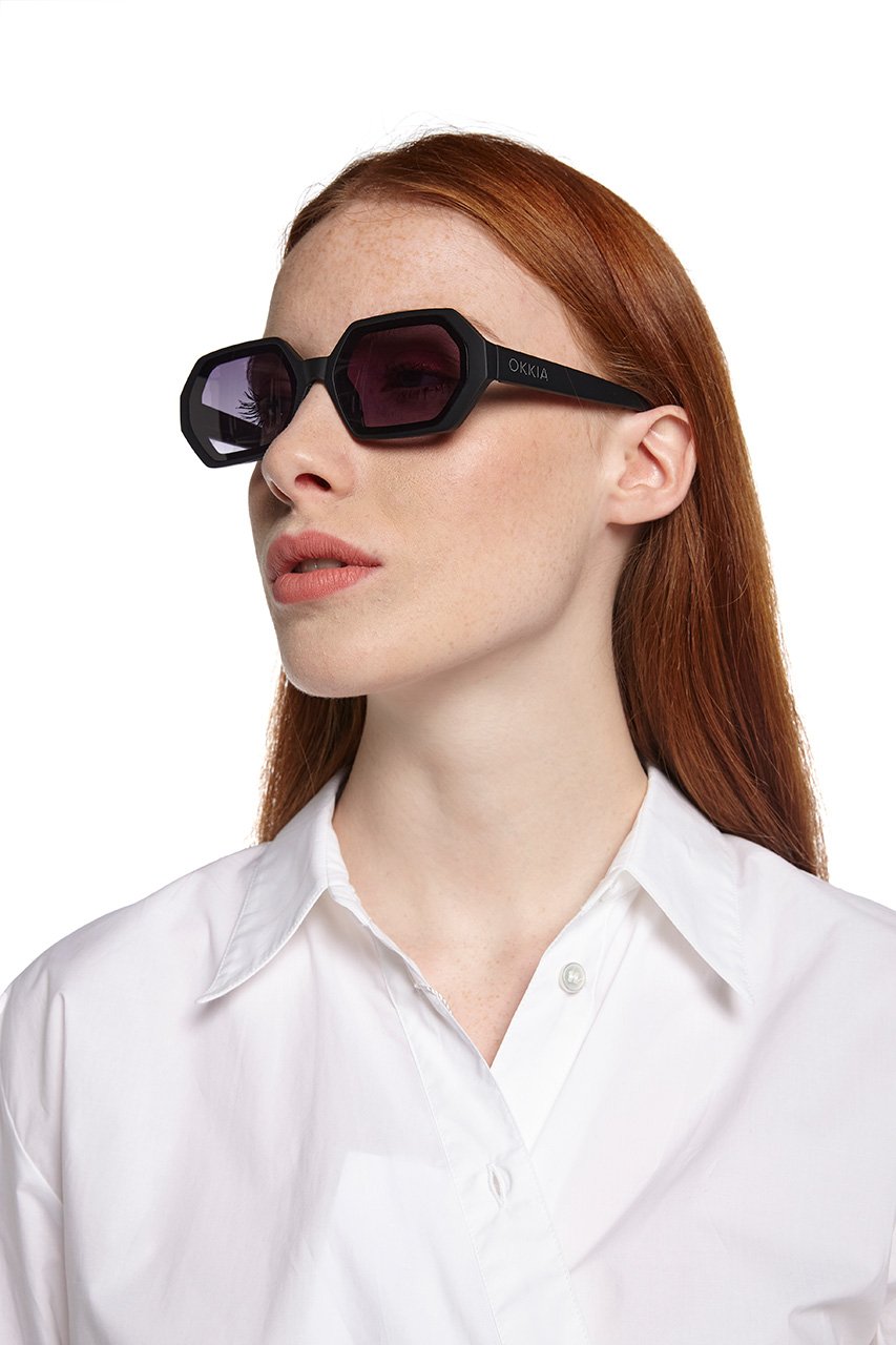 Okkia-Okkia Andrea Altıgen Unisex Güneş Gözlüğü Siyah-Güneş Gözlüğü-8-roqelvaxirum.shop