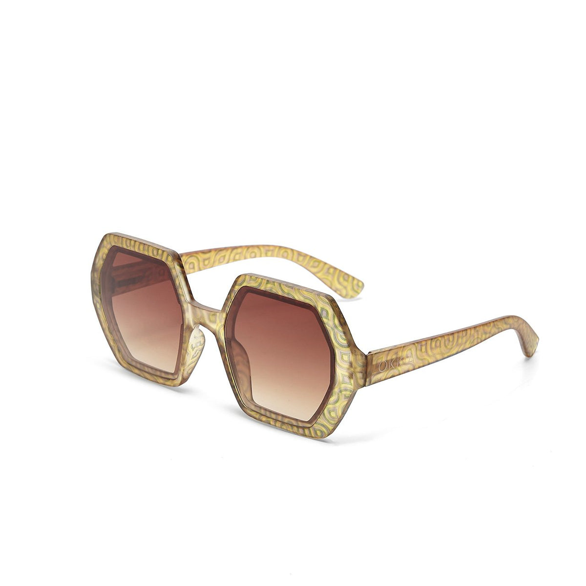 Okkia-Okkia Emma Big Hexagonal Güneş Gözlüğü Gold-Güneş Gözlüğü-2-roqelvaxirum.shop