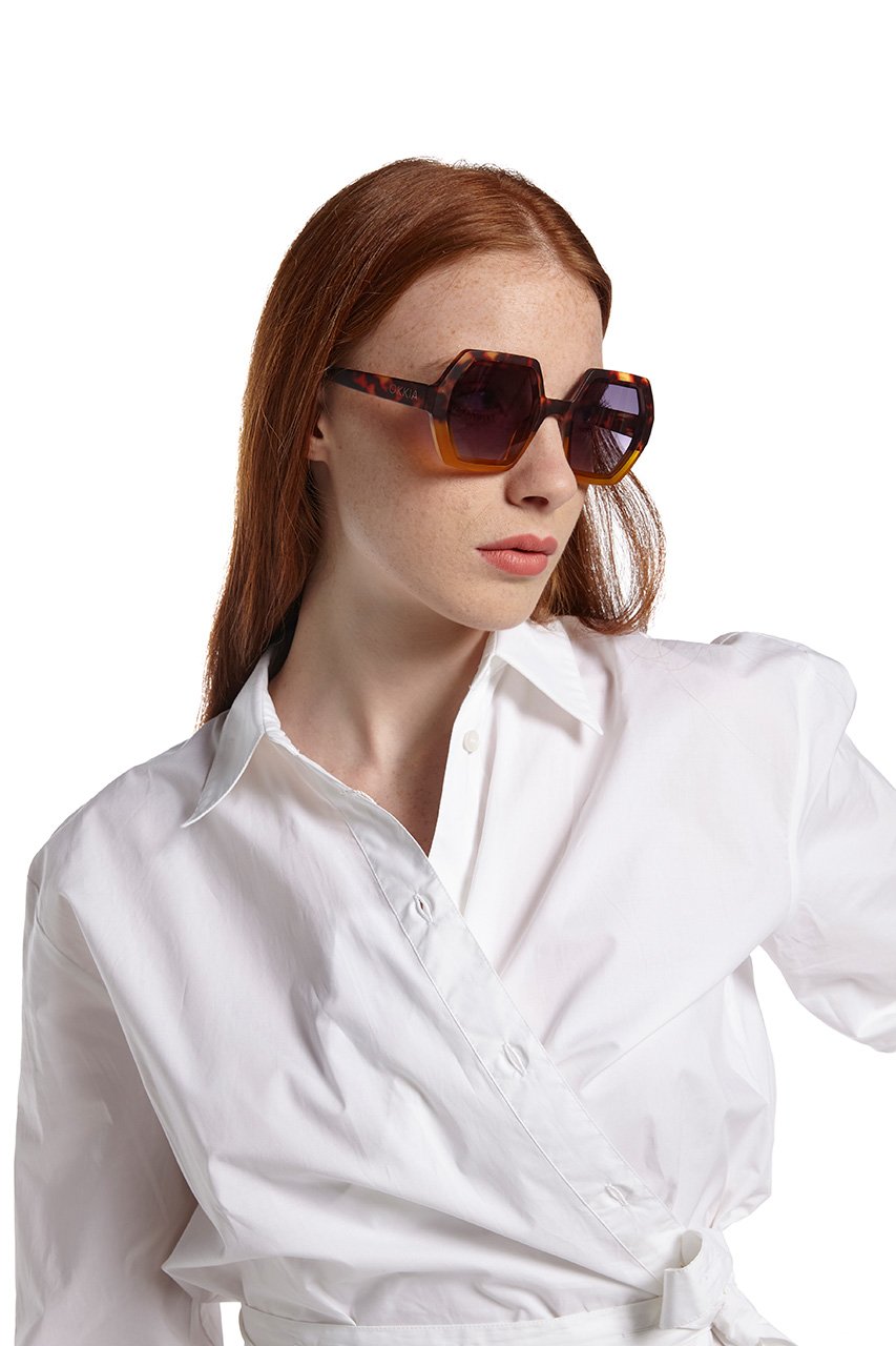 Okkia-Okkia Emma Big Hexagonal Güneş Gözlüğü Havana Sarısı-Güneş Gözlüğü-6-roqelvaxirum.shop