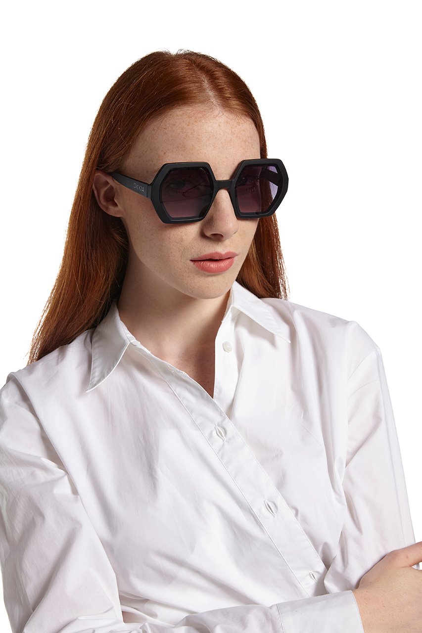 Okkia-Okkia Emma Big Hexagonal Unisex Güneş Gözlüğü Siyah-Güneş Gözlüğü-6-roqelvaxirum.shop