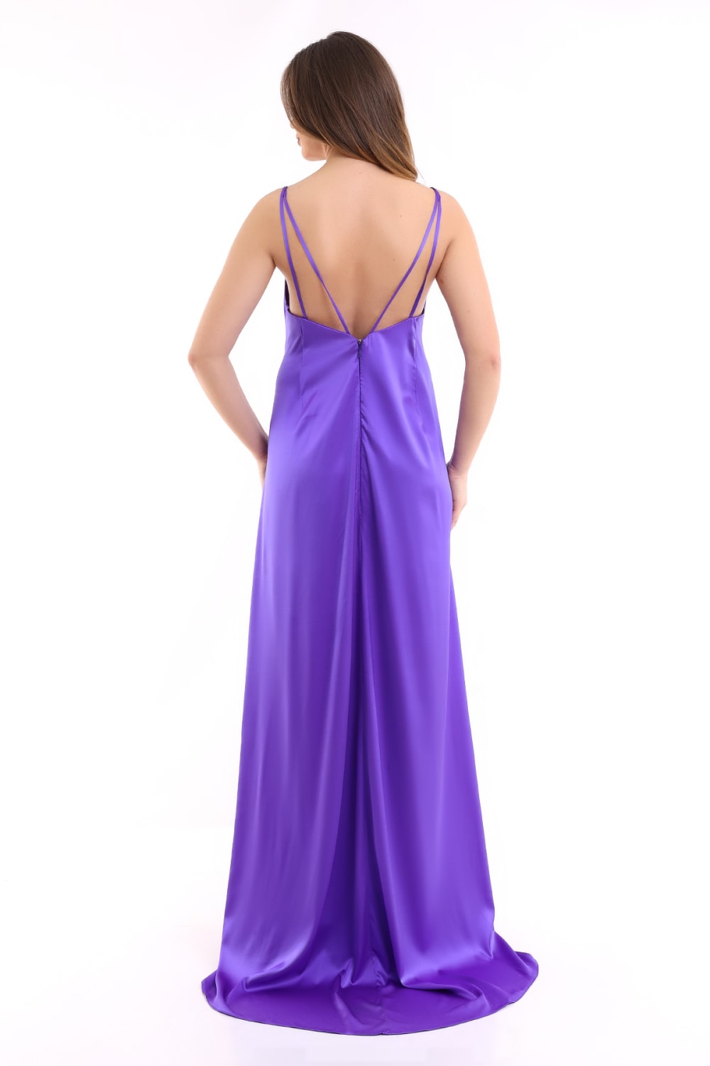 Silk Parade-Saf İpek Saten Mor Gece Elbisesi-Elbise-4-roqelvaxirum.shop