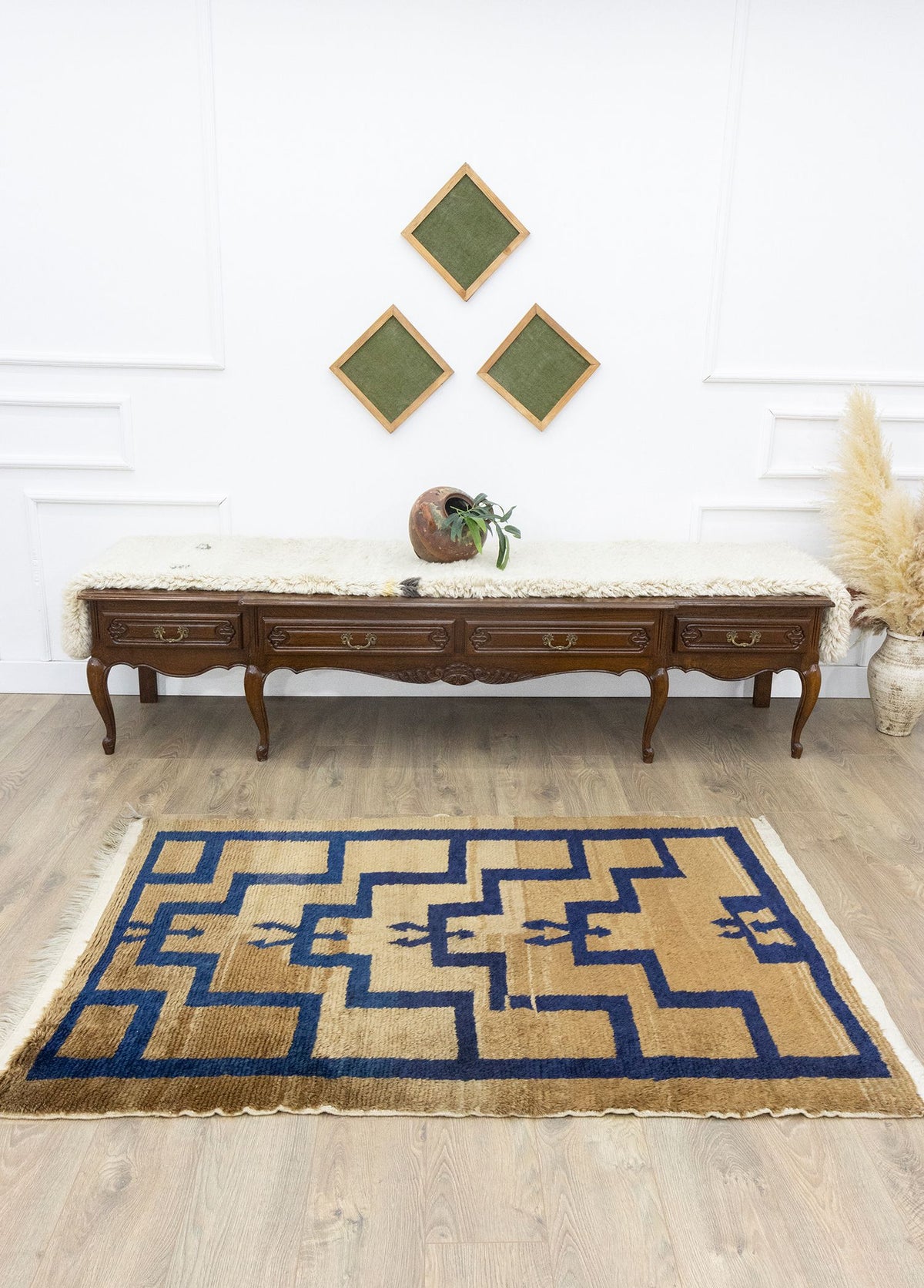 Soho Antiq-Oymalı İlkel Desenli El Dokuma Yün Halı 114x180 Cm-Halı-2-roqelvaxirum.shop