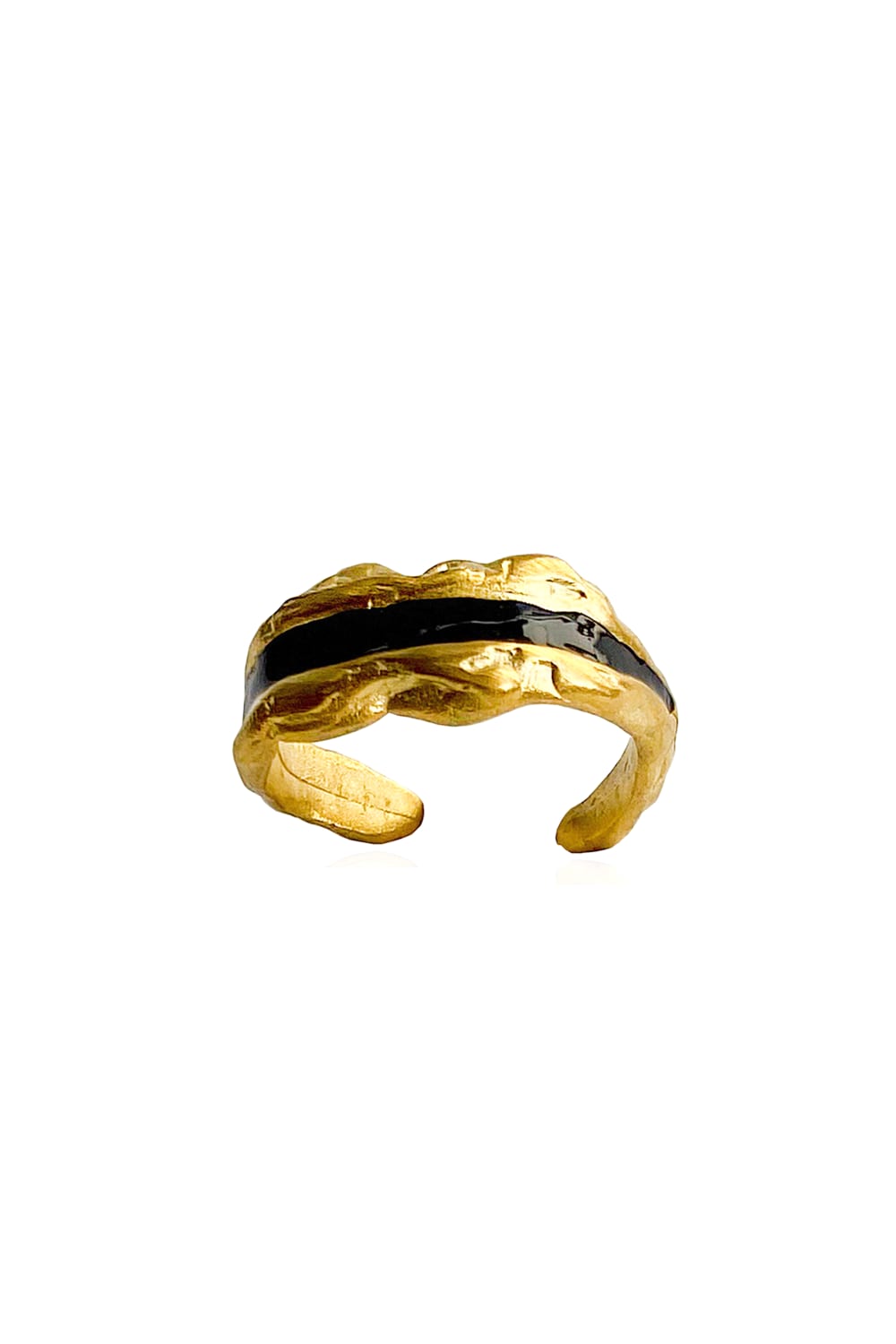 Enki Siyah Mineli Gold Yüzük - 0