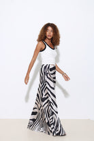 Larissa Zebra Desenli Saten Uzun Etek - 1