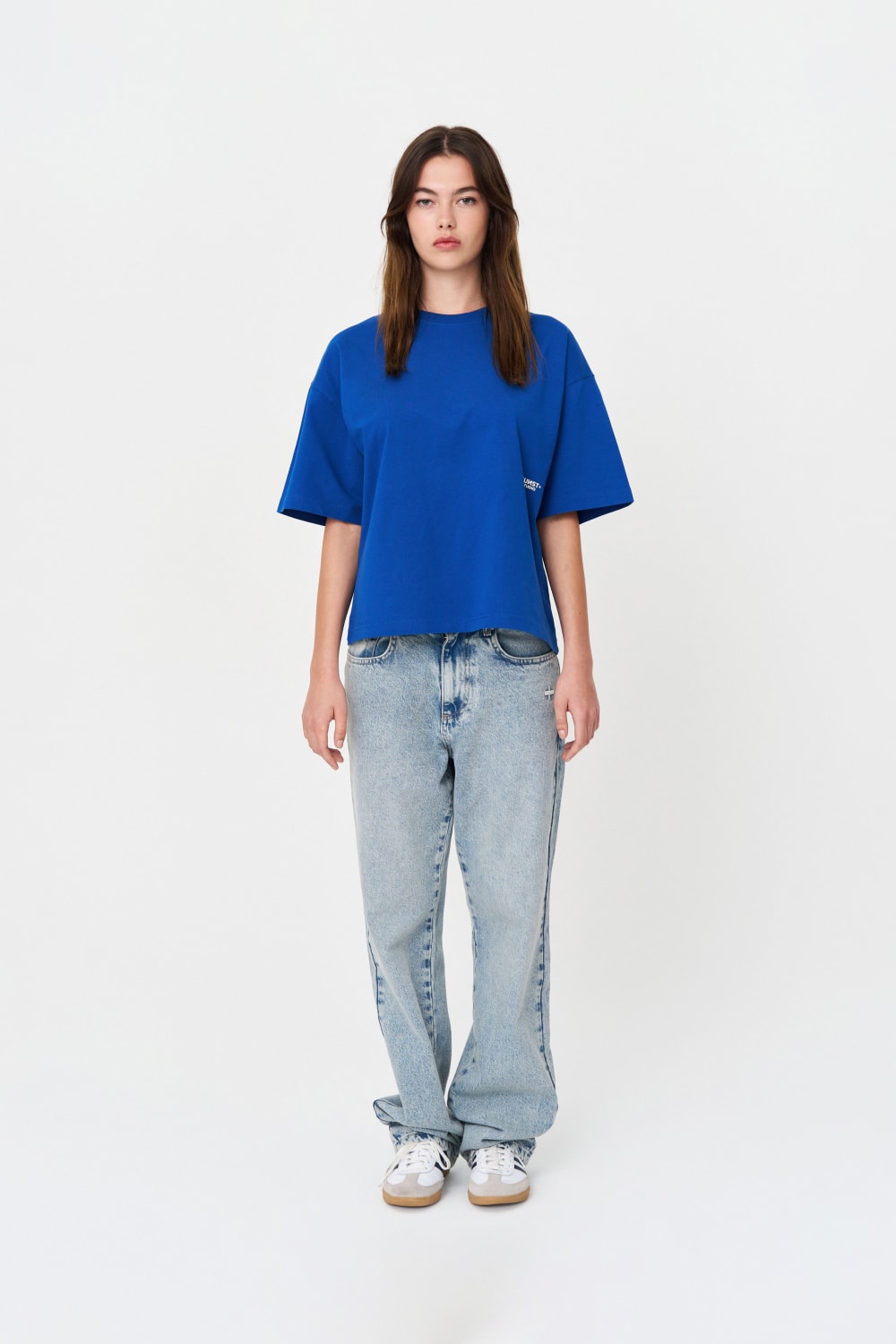 Kısa Kollu Baskılı Box Fit Mavi T-Shirt - 3