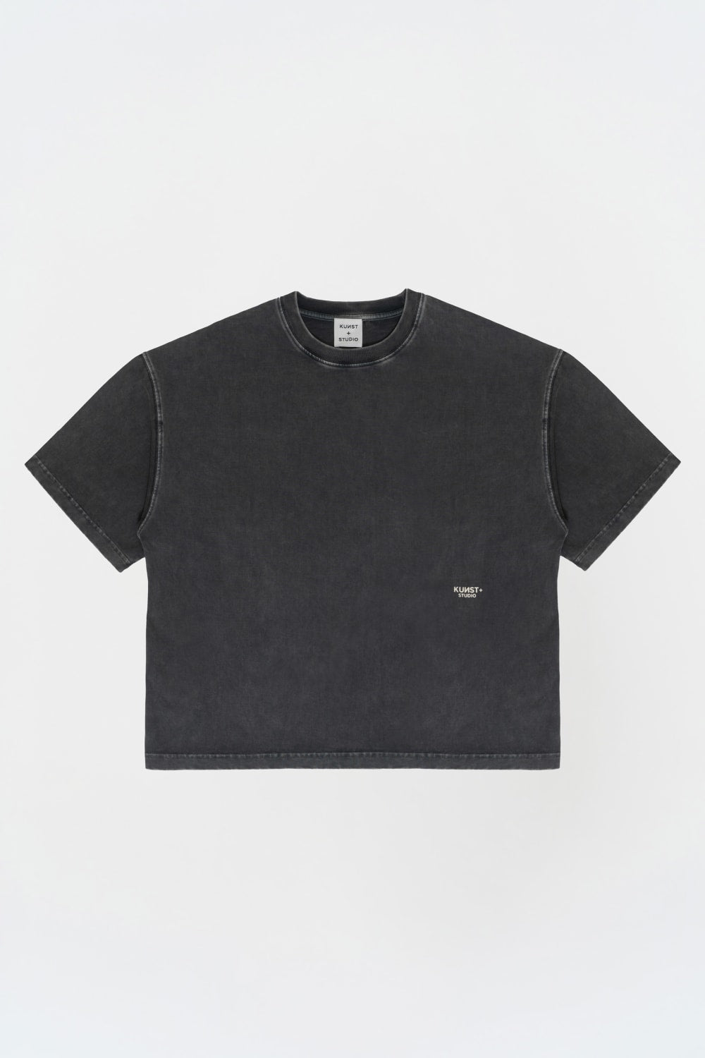 Kısa Kollu Heykel Baskılı Box Fit Yıkamalı Gri T-Shirt - 2