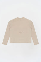 Uzun Kollu Nakışlı Oversize Krem T-Shirt - 0