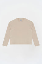 Uzun Kollu Nakışlı Oversize Krem T-Shirt - 2