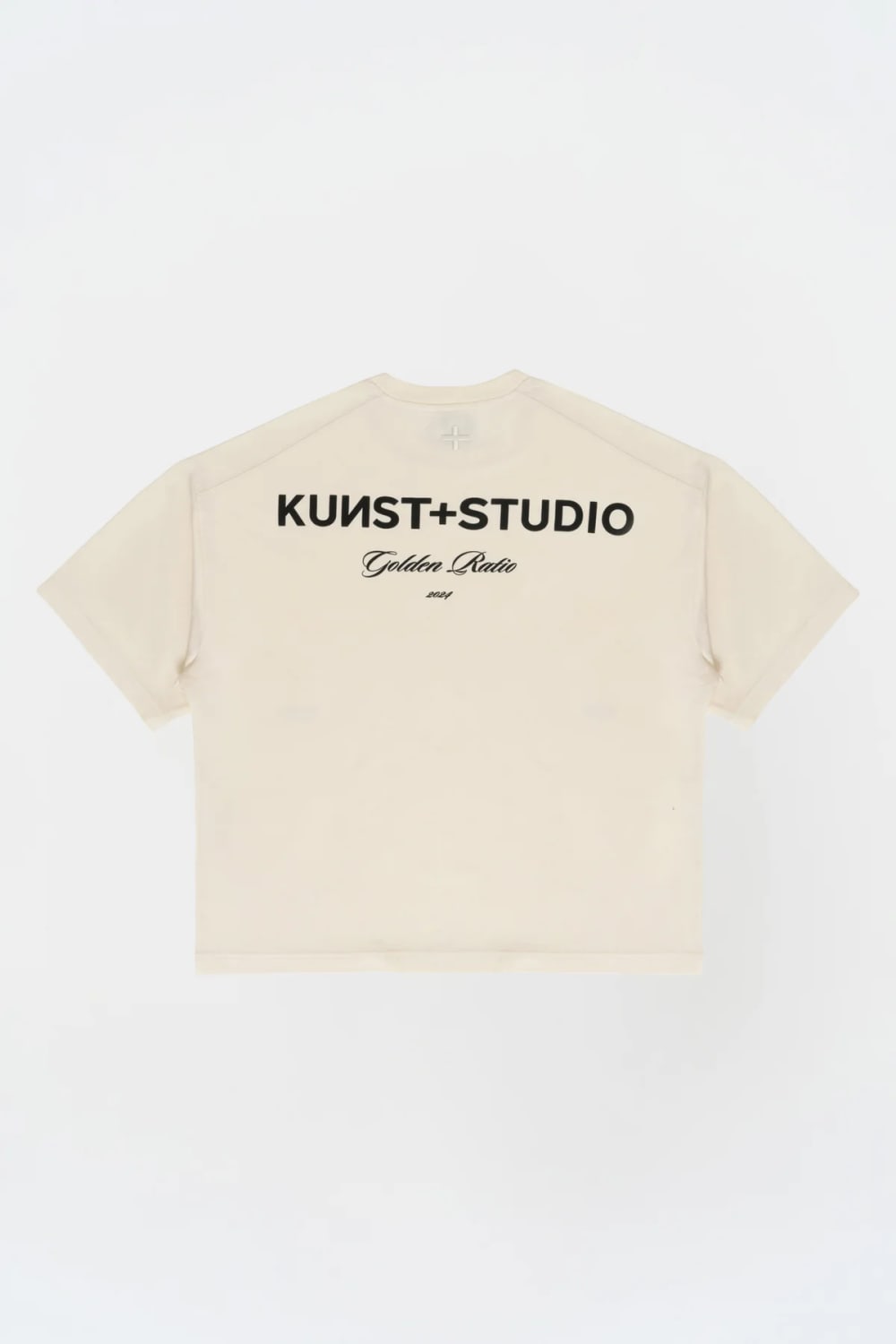 Kısa Kollu Baskılı Box Fit Ekru T-Shirt - 0