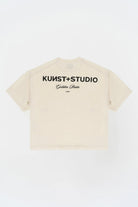 Kısa Kollu Baskılı Box Fit Ekru T-Shirt - 0