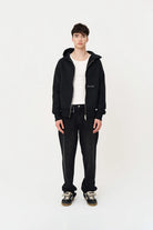 Siyah Oversize Fermuarlı Hoodie - 5