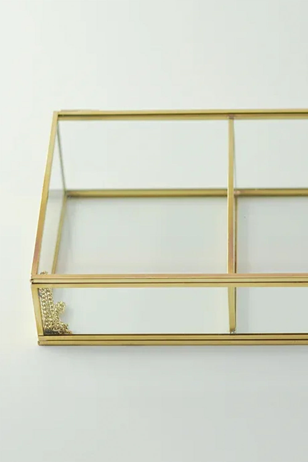 Pirinç Gold Cam Makyaj Takı Aksesuar Parfüm Fırçalık Organizer Kutusu 25x15x6cm - 2