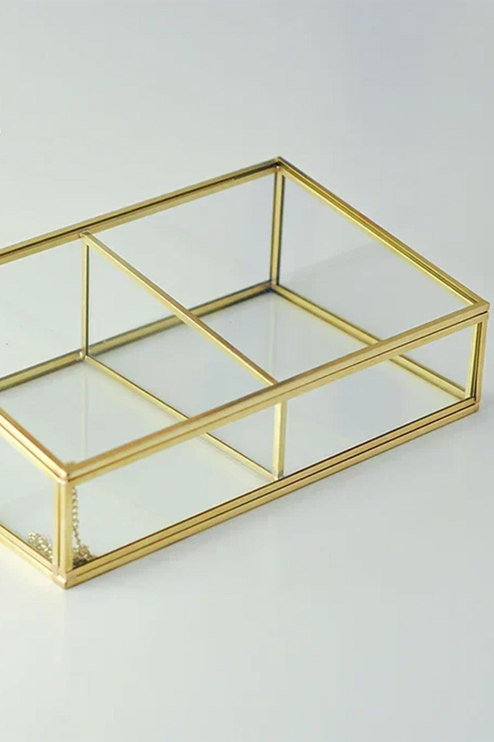 Pirinç Gold Cam Makyaj Takı Aksesuar Parfüm Fırçalık Organizer Kutusu 25x15x6cm - 5