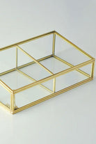 Pirinç Gold Cam Makyaj Takı Aksesuar Parfüm Fırçalık Organizer Kutusu 25x15x6cm - 5