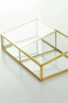 Pirinç Gold Cam Makyaj Takı Aksesuar Parfüm Fırçalık Organizer Kutusu 25x15x6cm - 6