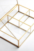Pirinç Gold Cam Makyaj Takı Aksesuar Parfüm Fırçalık Organizer Kutusu 30x20x8cm - 5