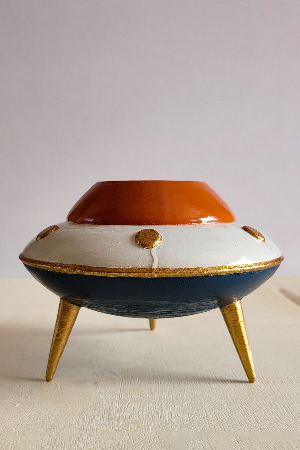 Retro Mini Ufo Saksı | Kemik - 5