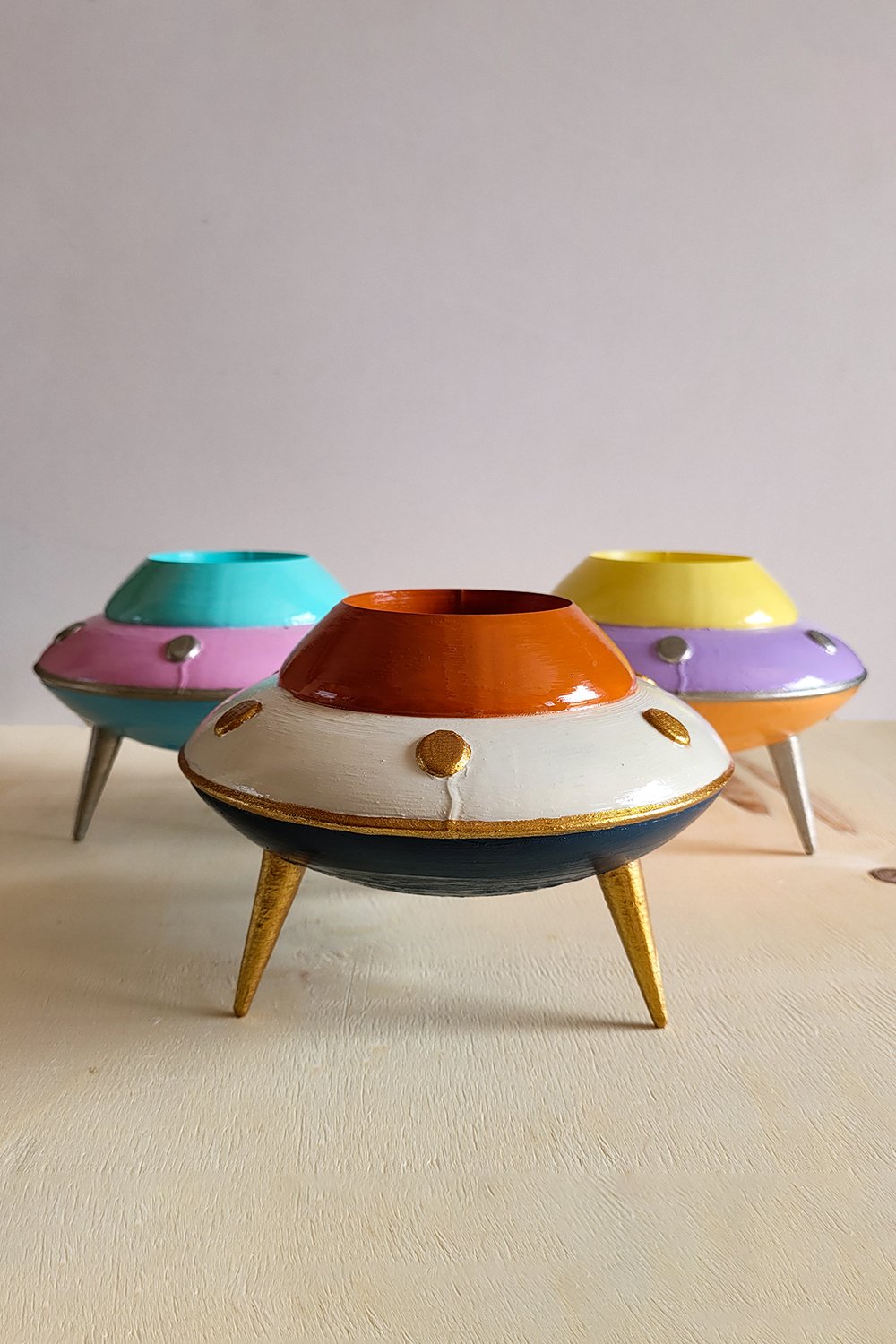 Retro Mini Ufo Saksı | Kemik - 7