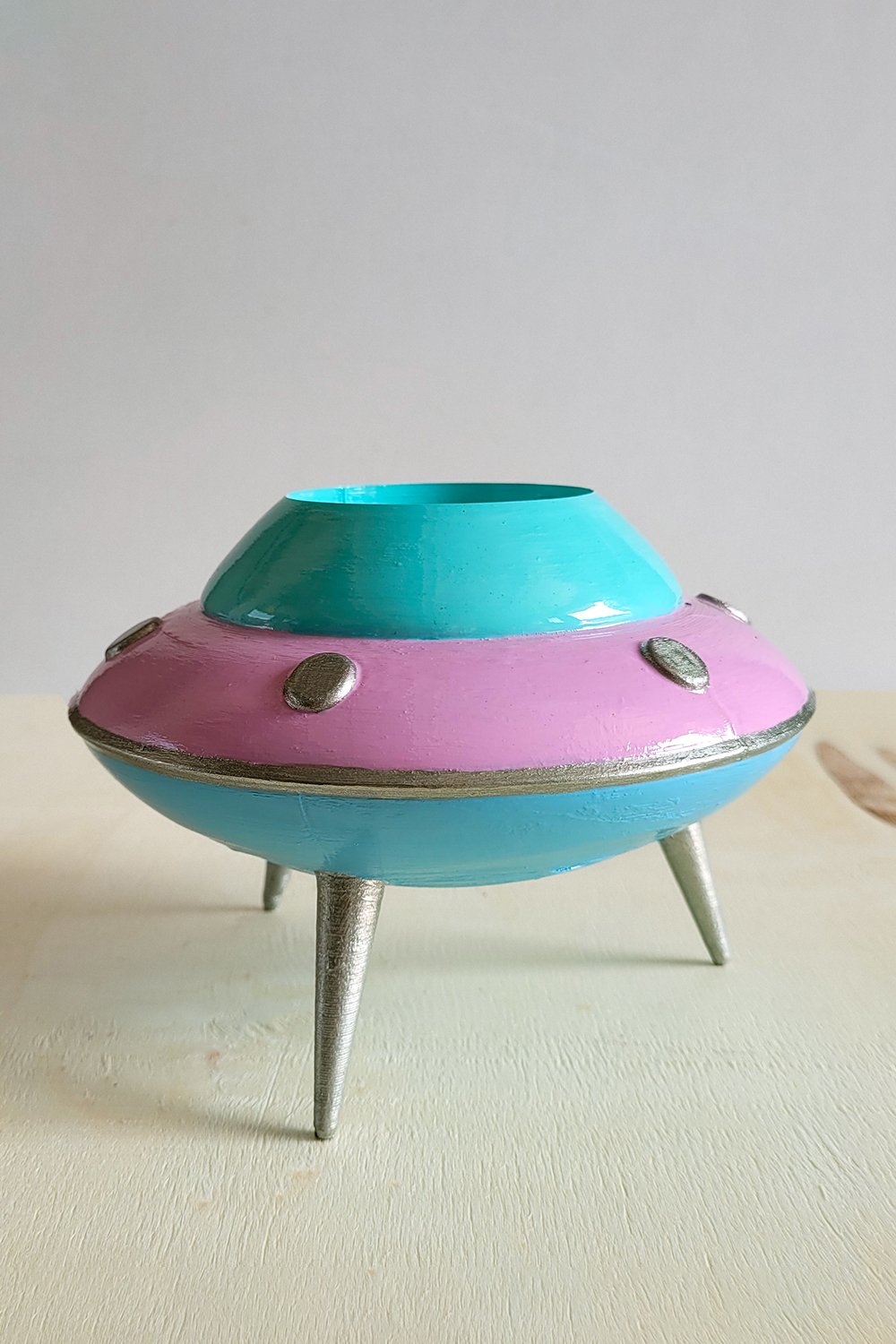 Retro Mini Ufo Saksı | Pastel Pembe - 6