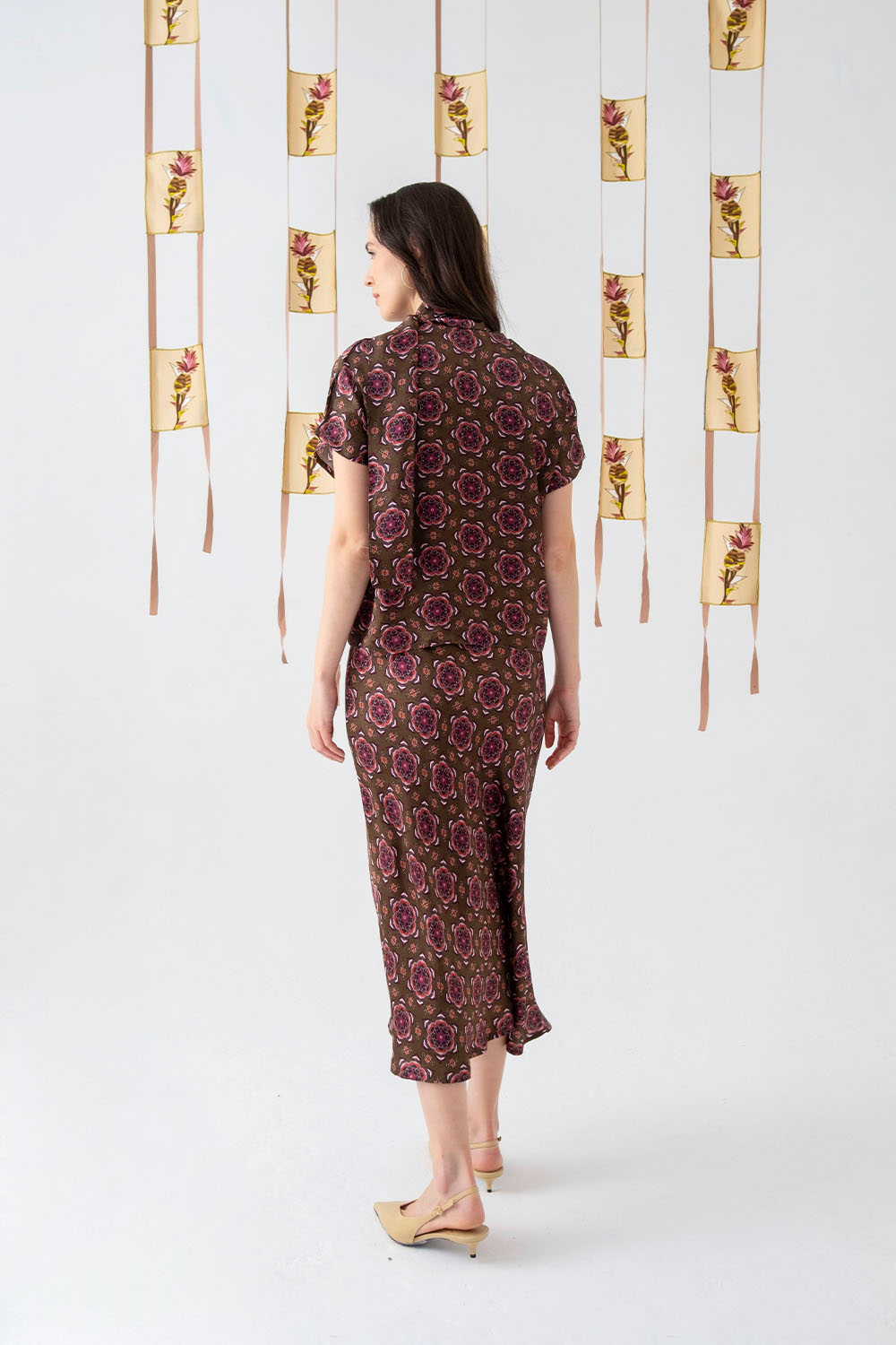 Lizbon Saten Midi Etek - 2