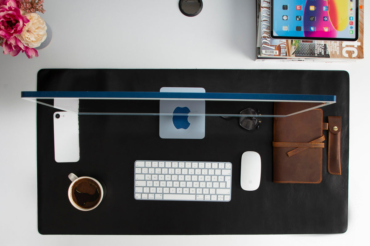 Still & Silent – Charcoal Gerçek Deri Masa Matı Macbook Altlığı - 2
