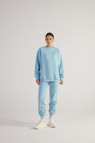 Kadın Mavi Oversize Şardonlu Yazı Baskılı Fluffy Sweatshirt - 3